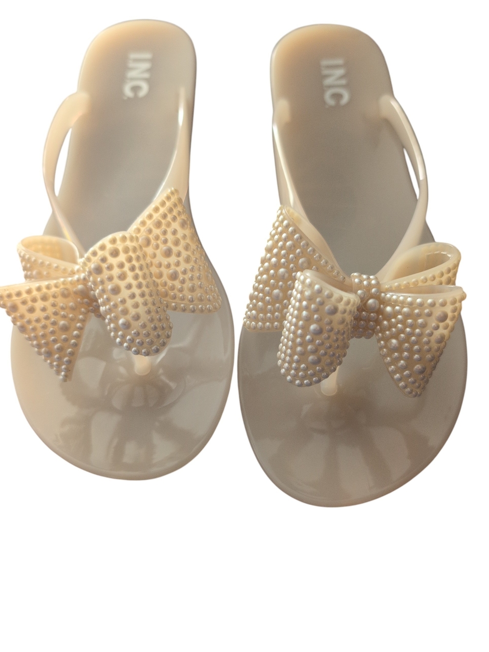 INC International Concepts Kids Cream Bow Jelly Sandals